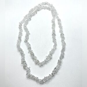 CLEAR Rock Crystal Real Stone Beaded Endless Necklace No Clasp 34”